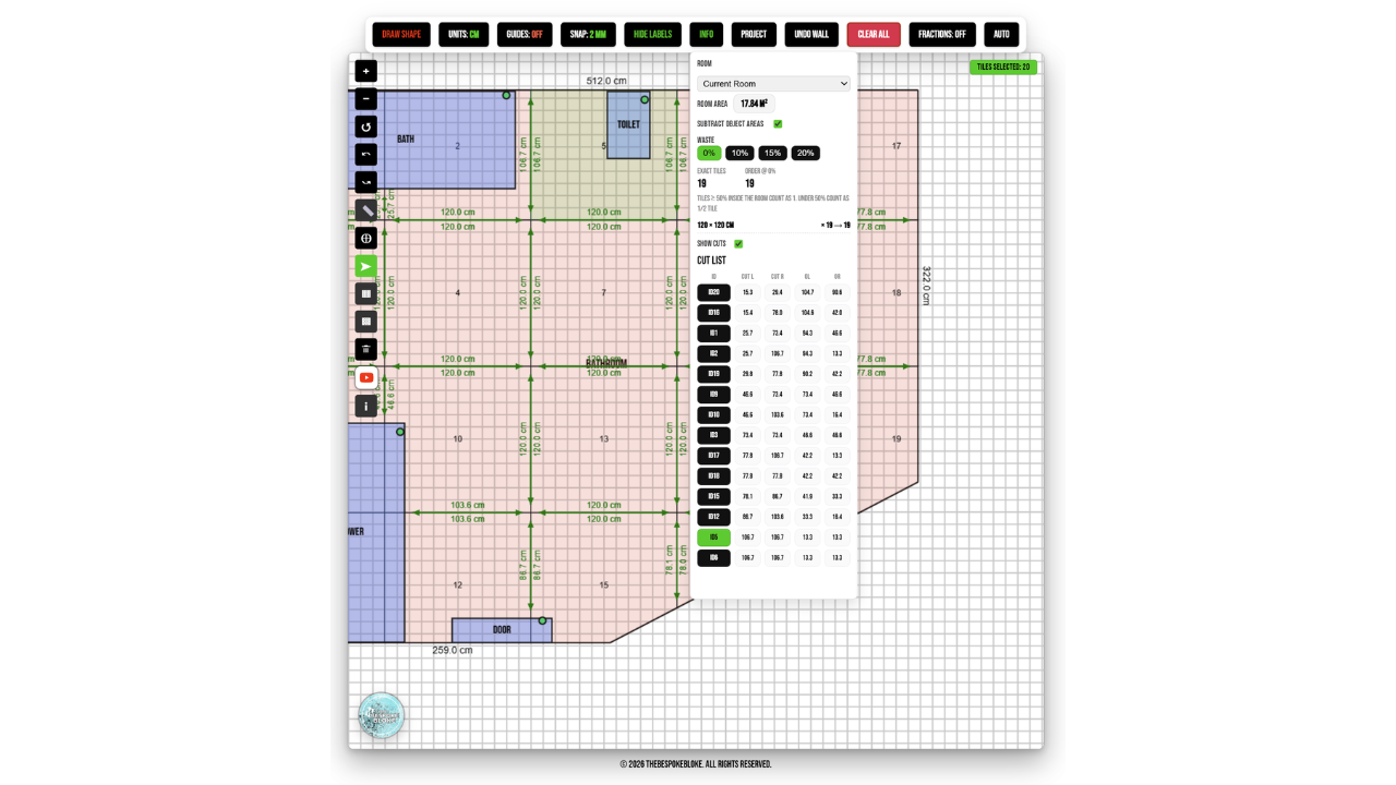 Automatic tile pattern generation preview